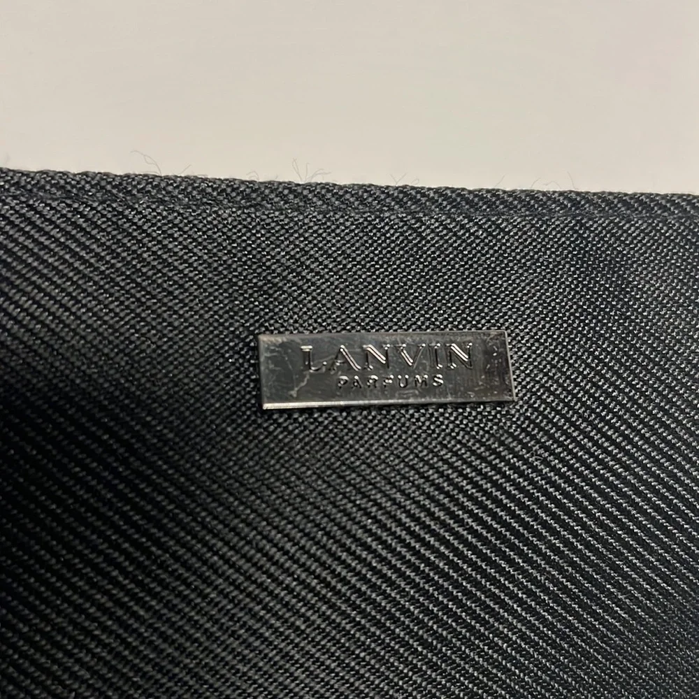 Lanvin Parfums Black Nylon Zip Top Make Up Clutch Pouch